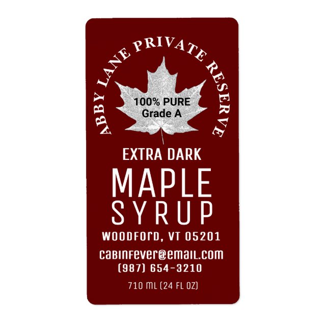 Maple Syrup White Löv Red Shipping Label Storlek Fraktsedel (Framsidan)