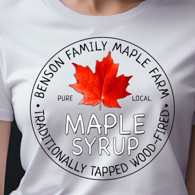 Maple Syrup White T-shirt Chalkboard Text Red löv (Skapare uppladdad)