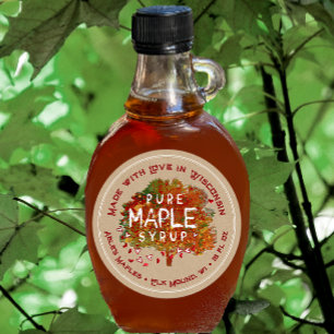 Maple Träd Hearts made with Kärlek Your State Kraf Runt Klistermärke