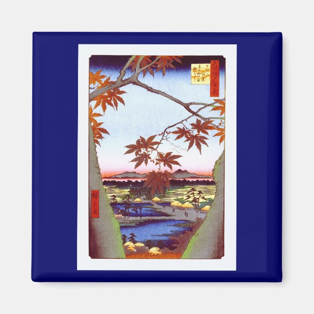Maple Träd Tekona Hiroshige Vintage Japanska Magnet (Framsidan)