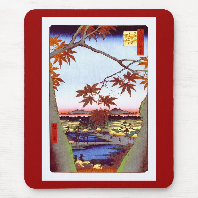 Maple Träd Tekona Hiroshige Vintage Japanska Musmatta (Framsidan)