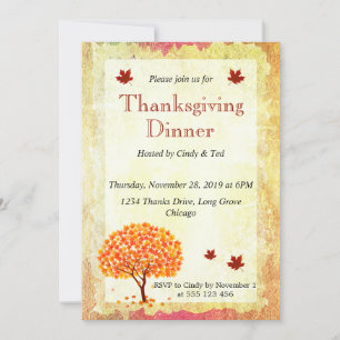 Maple Träd Thanksgiving Inbjudningar