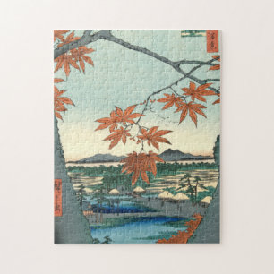 Maple Träd vid Vintage Ukiyo-e för höstshrin Pussel