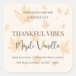 Maple Vanilla | Elegant Fall Soy Candle Label Fyrkantigt Klistermärke