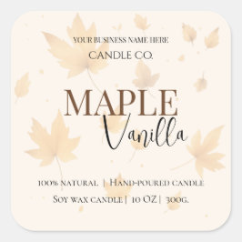 Maple Vanilla | Elegant Fall Soy Candle Label Fyrkantigt Klistermärke