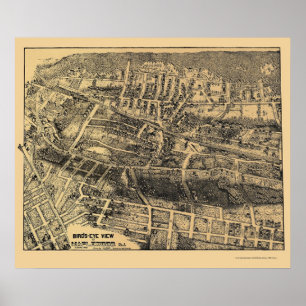 Maplewood panorama- karta för NJ - 1910 Poster