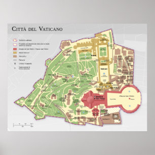 Mappa della Città del Vaticano Diagma Vatican Poster