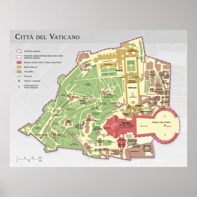 Mappa della Città del Vaticano Diagma Vatican Poster (Framsidan)