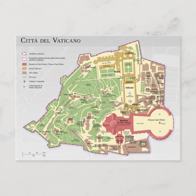 Mappa della Città del Vaticano Diagma Vatican Vykort (Framsida)