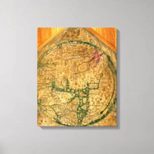 Mappa Mundi, c.1290 Canvastryck