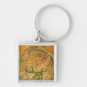 Mappa Mundi, c.1290 Fyrkantig Silverfärgad Nyckelring