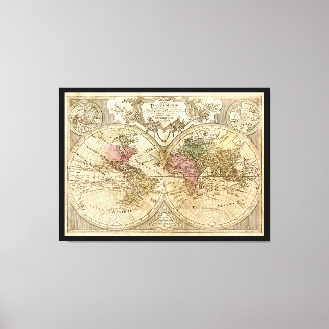 Mappa Totius Mundi World Map (1775) Canvastryck (Framsida)