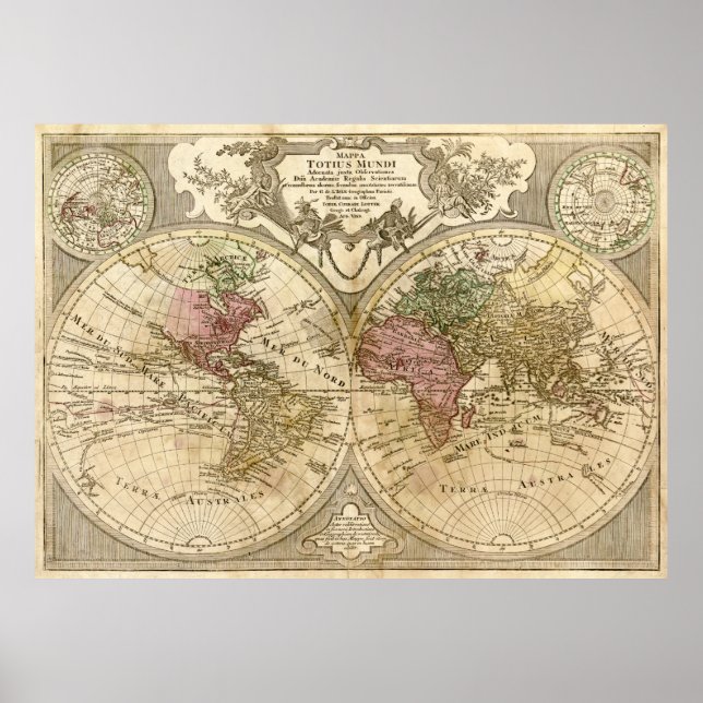 Mappa Totius Mundi World Map (1775) Poster (Framsidan)