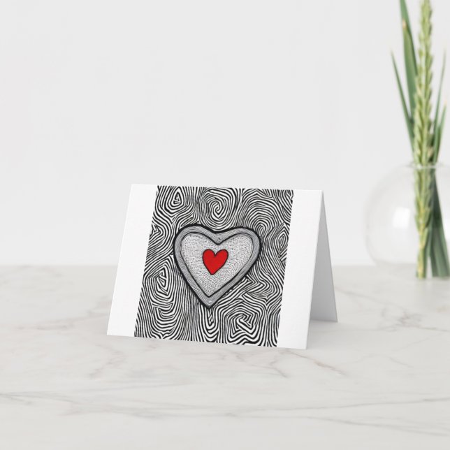 Mappad inbjudningsdoodle kärlek hjärta inbjudan (Framsida)