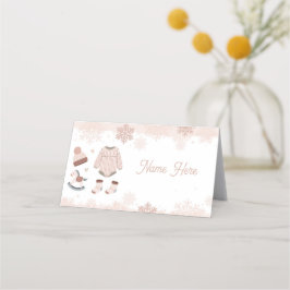 Mappade Namn-kort, babyvy för Kall Vinter-Neutralt Placeringskort