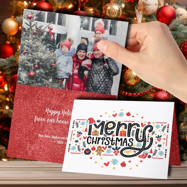 Mappat foto för god jul-typografi helgkort (Skapare uppladdad)