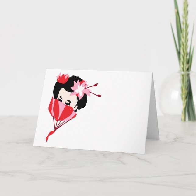 Mappat Note Card: Geisha Girl Kort (Framsida)