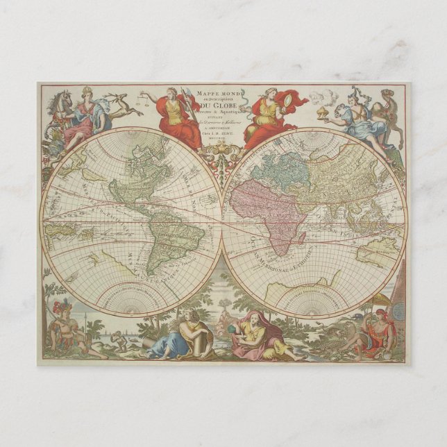 Mappe Monde ou Description du Globe Terrestre & Aq Vykort (Framsida)