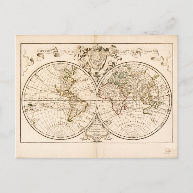 Mappemonde a l'use du roy (World Map från 1720) Vykort (Framsida)