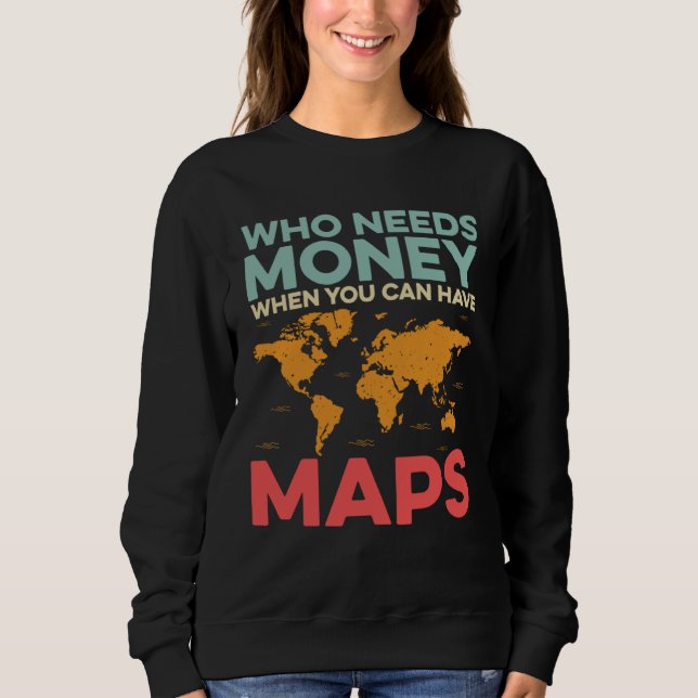 Mapping World Map Atlas Cartography Geographer T Shirt (Framsida)