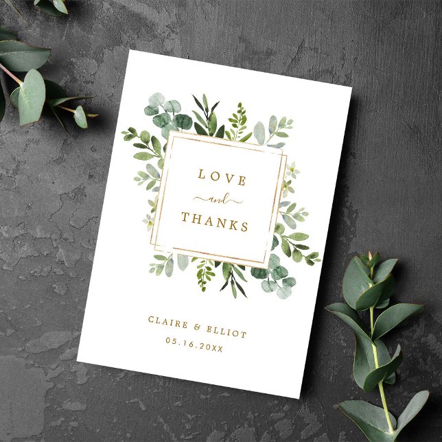 Mappkort för botaniskt Guld-grönt Tack Kort (Skapare uppladdad)