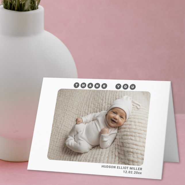 Mappkort för födelsemeddelande i baby Tack (Simple newborn baby thank you folded card)