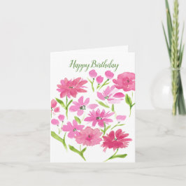 Mappkort för grattis på födelsedagen Rosa Blommigt Anteckningskort
