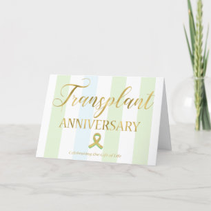 Mappkort för Guld och Grönt på transplantationsdag Tack Kort