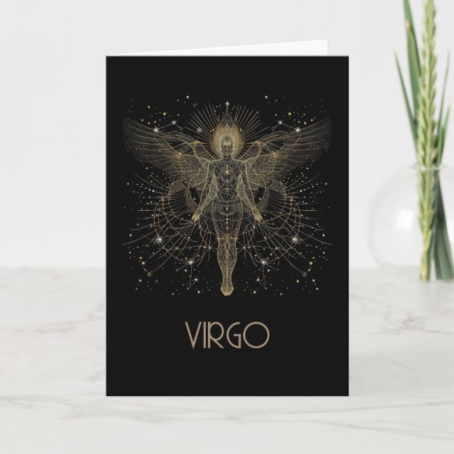 Mappkort för zodiac-konstellation i våg tack kort (Framsida)
