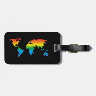 Mapref rainbow coloured world map black bagagebricka