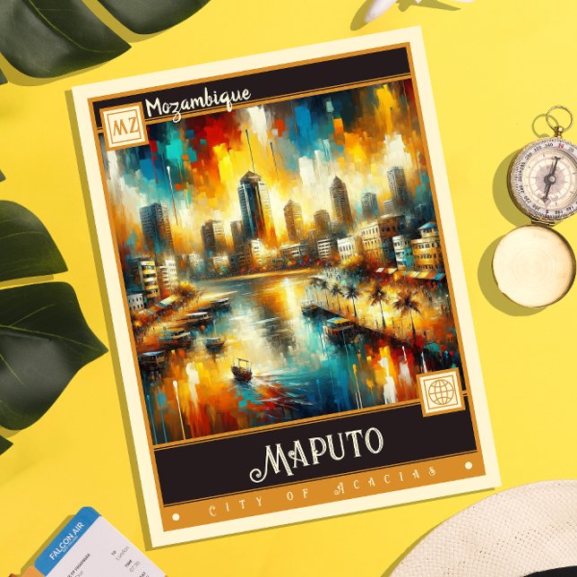 Maputo, Moçambique | Måla Vintage Vykort (Skapare uppladdad)