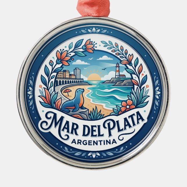 Mar del Plata Argentina Julgransprydnad Metall (Framsidan)
