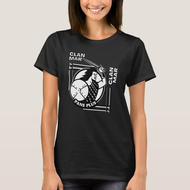 Mar Klan Gaelic Motto Swordsman T Shirt (Framsida)