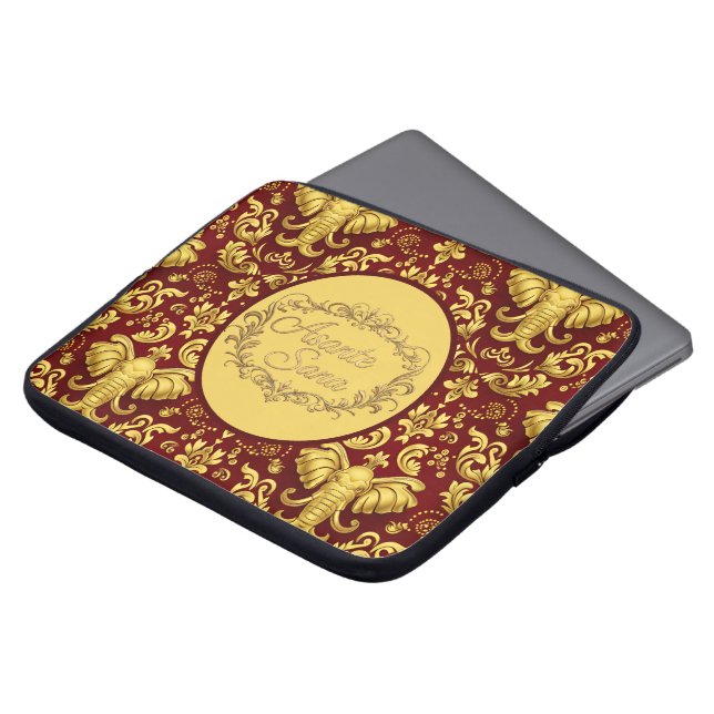 Mara Majesty: Crimson & metallic gold Asante Sana  Laptop Fodral (Framsida topp)