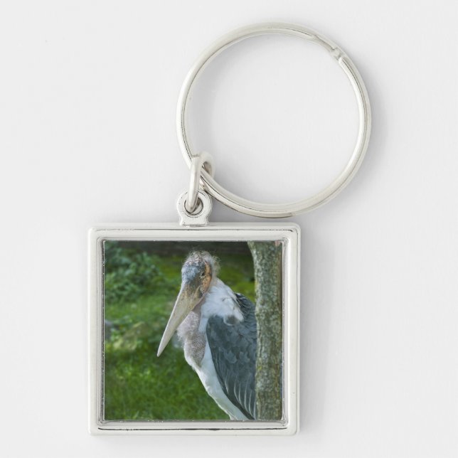 Marabou Fyrkantig Silverfärgad Nyckelring (Framsidan)