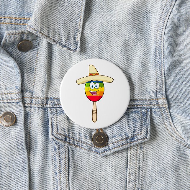 Maraca med sombrero Färgglad Fiesta Knapp (Skapare uppladdad)
