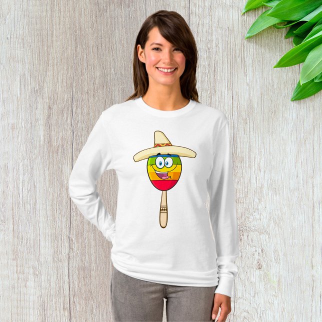 Maraca med sombrero Färgglad Fiesta T Shirt (Skapare uppladdad)