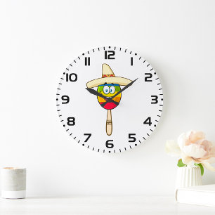 Maraca med sombrero Färgrik Fiesta Stor Klocka