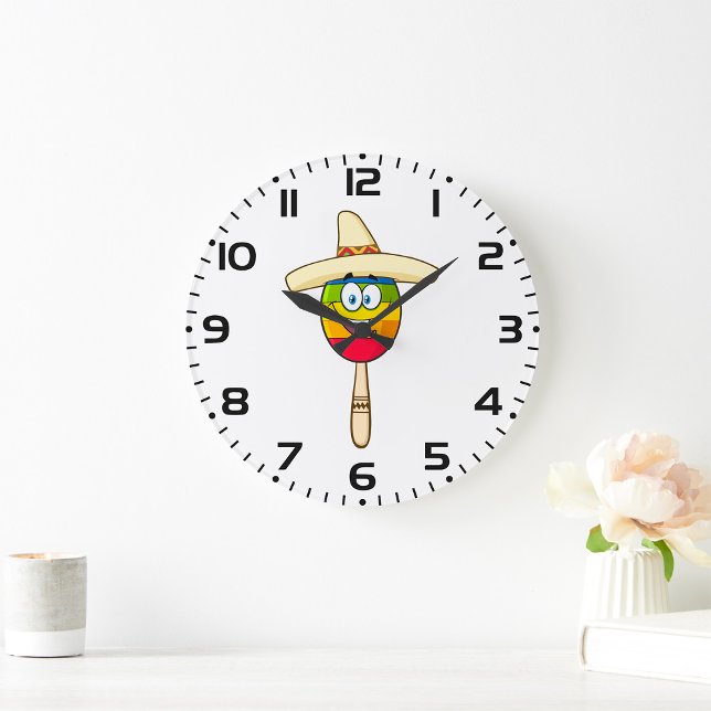 Maraca med sombrero Färgrik Fiesta Stor Klocka (Skapare uppladdad)