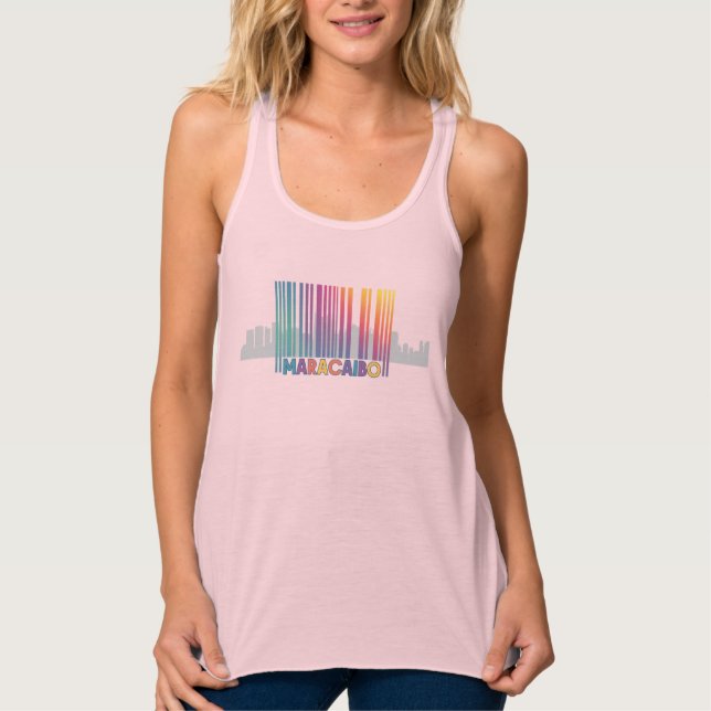 Maracaibo City Barcode Art Latin Pride Linne Med Racerback (Framsida)