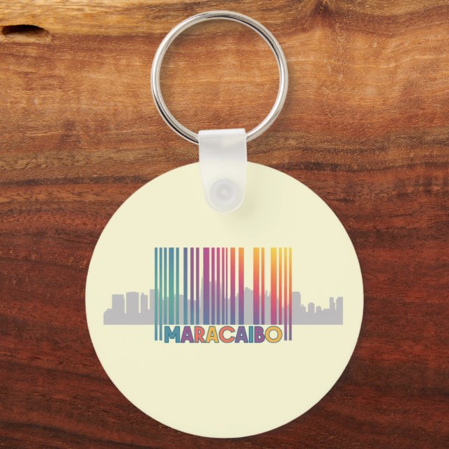 Maracaibo City Barcode Art Latin Pride Nyckelring (Baksida)