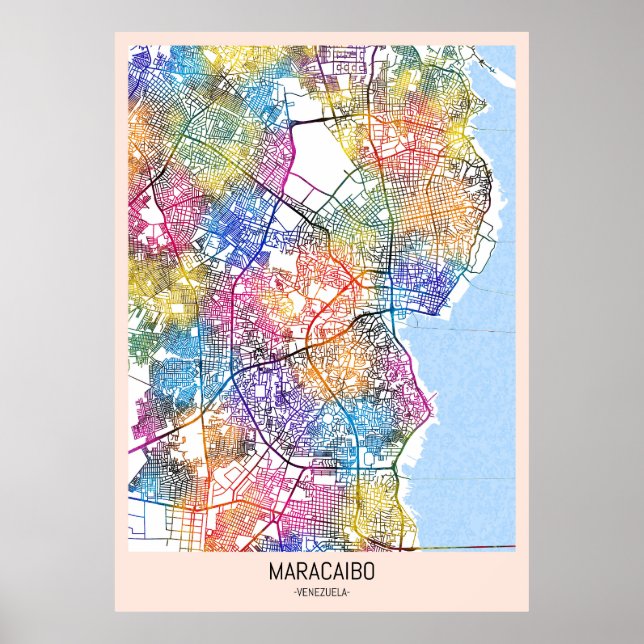 Maracaibo Venezuela City Karta Poster (Framsidan)