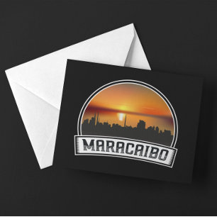 Maracaibo Venezuela Siluett Solnedgång Vintage Res Vykort
