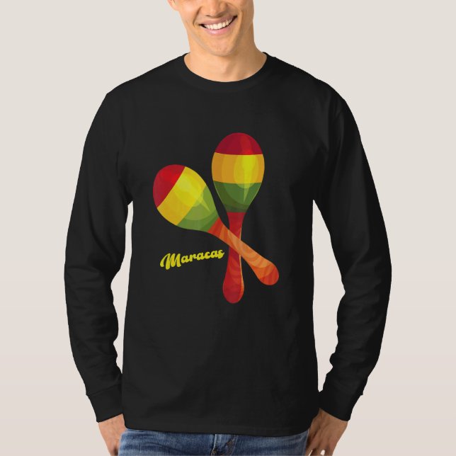 Maracas Percussion Mexican Latin Music Rumba Shake T Shirt (Framsida)