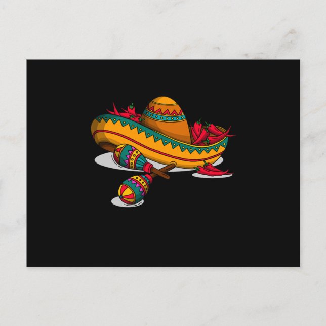 Maracas Sombrero Mexican Music Maraca Player Gift Vykort (Framsida)