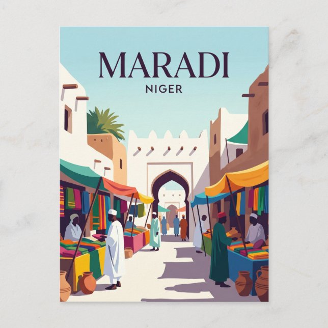 Maradi centralmarknad Niger Vykort (Framsida)