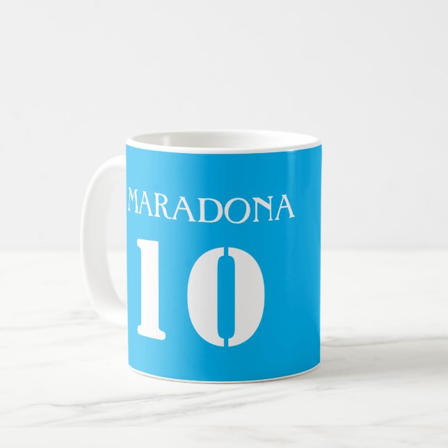 MARADONA 10 / NAPOLI JERSEY TRYCKT AUTOGRAPH Mugg (Framsida vänster)