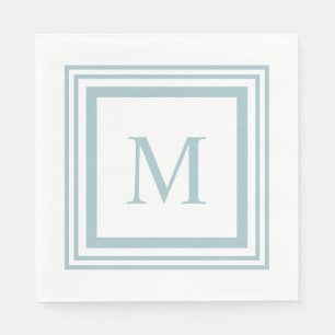 Maraglass och vitt kvadratiskt gräns monogram pappersservett