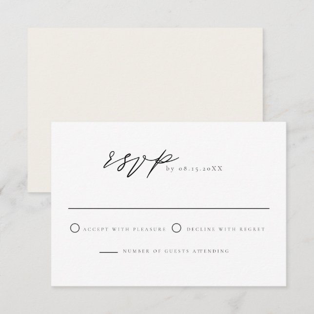 MARAH Classic Elegant Modern Minimal OSA-vykort Inbjudningar (Fram/baksida)