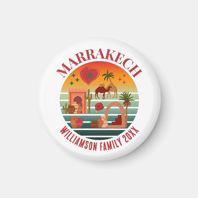 MARAKKESH Marocko Family Vacation Souvenir Magnet (Framsidan)